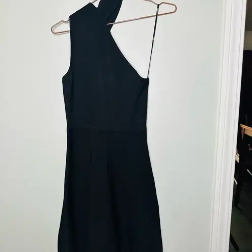 Cushnie et Ochs Black Ribbed Knit One Shoulder Sleeveless Mini Dress Size Medium