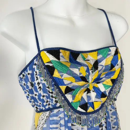 RANNA GILL ANTHROPOLOGIE Boho Maxi Dress Womens Small Petite Sunburst Beaded Size undefined