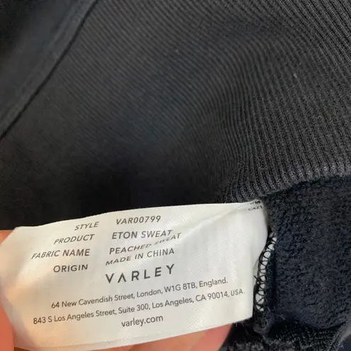 Varley Eton Crewneck Side Zipper Boxy Sweat Sweatshirt Black Size Small