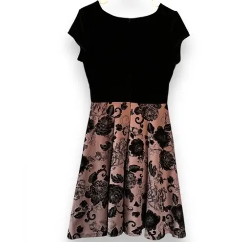 Y2K Vintage JodyCalifornia sz M Womens Velvet Floral Midi Dress Occasion Prom Black Size M