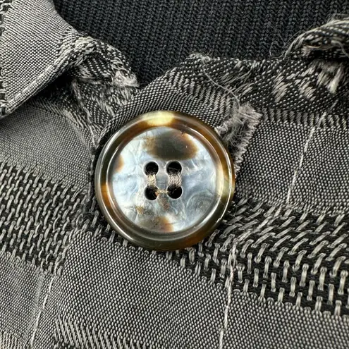 CP Shades | Medium | RARE 100% Rayon Gray Striped 3/4 Sleeve Button Down Shirt