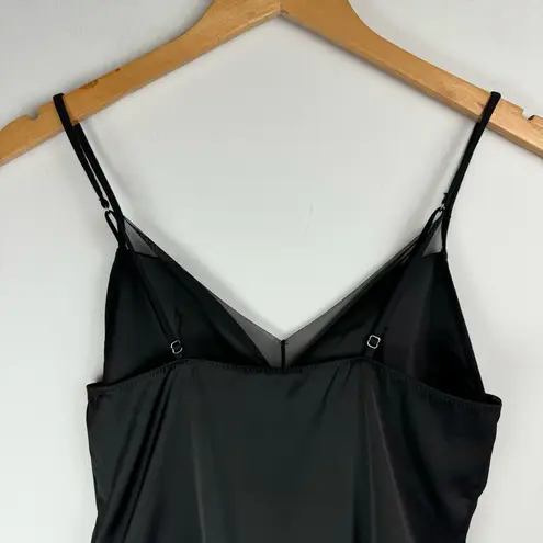 ZARA NWT  Black Satin Teddy Mesh Trim Bodysuit Sz Small Lingerie Sexy