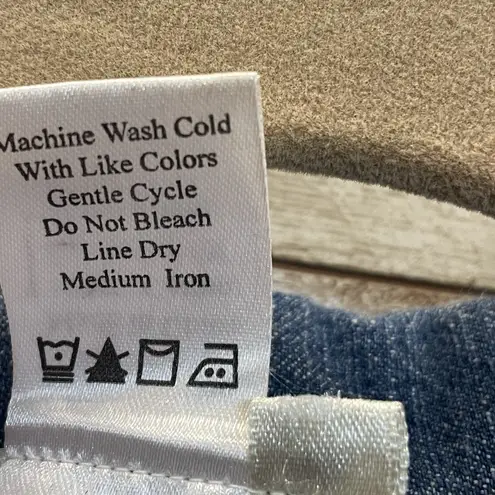 Coldwater Creek Womens XL Jacket Jean 3/4 Sleeve Button Up Ribbon Tie Med Wash - Image 3