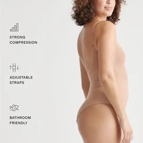 Quince NWT Sweetheart Neck Sculpting Sienna Nude Bodysuit Sz S - sold out online