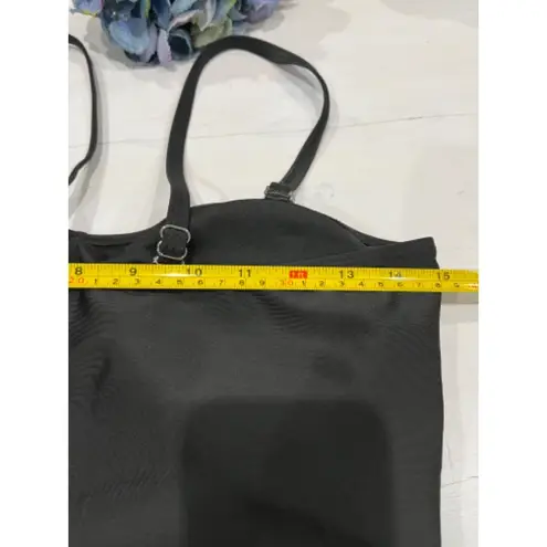 Black One Piece Swimsuit Ruched Tummy Control Spaghetti Strap XL Black