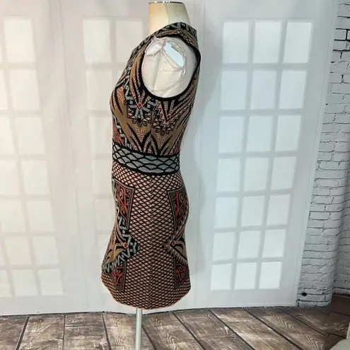 Kerisma  Multicolor Sleeveless Knit Patterned Wool Bodycon Mini Dress Size Medium