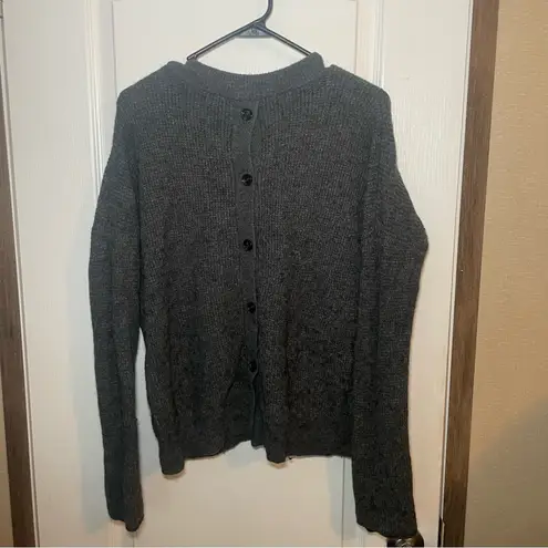 Point Sur J Crew Button Back Wool Alpaca Crewneck Sweater Gray Oversized XXS