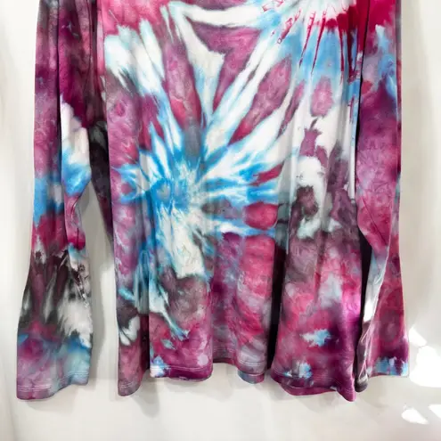 Laura Ashley Plus Size 3X Top Handmade Tie Dye Long Sleeve Pink Blue Boho 212