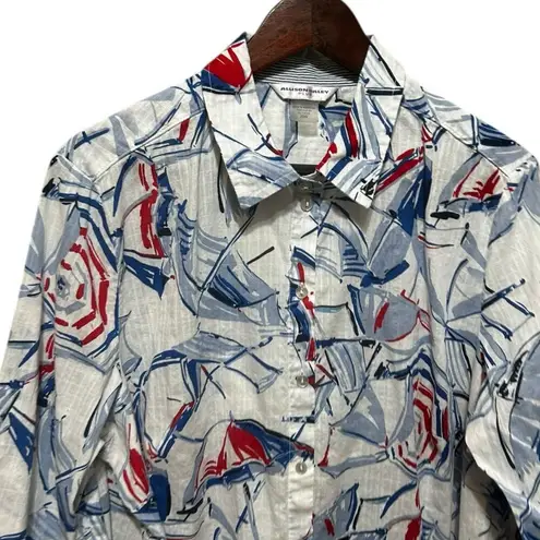 Allison Daley Women Plus Top 20W Abstract All Over Umbrella Print Preppy Coastal