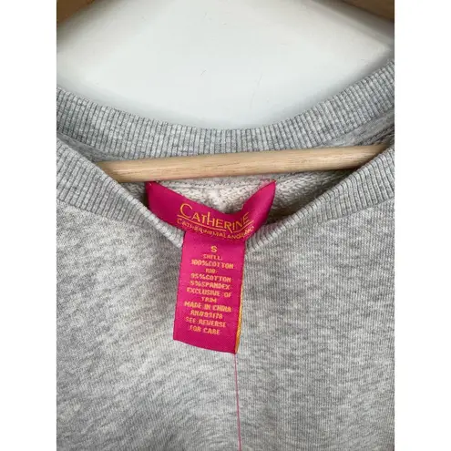 Catherine Malandrino Size S Grey Heather Pearl Studded Short Sleeve Sweatshirt