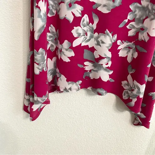 Clara Sun Woo Womens Tunic Top Berry Pink White Asymmetrical Hem Size Small