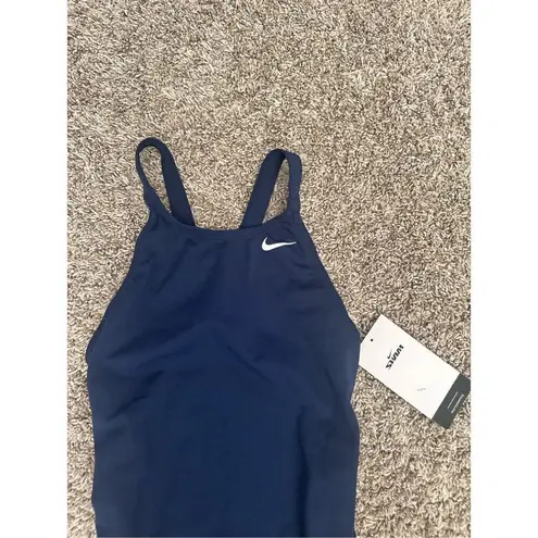 Nike NWT  Hydrastrong Solid Cut-Out
Poly RacerBack One Piece Swimsuit Navy Sz 2