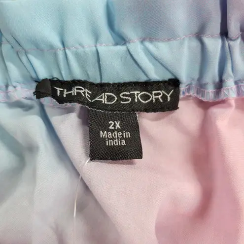Thread Story Womens Capri Strapless Jumpsuit 2X Pink Blue Tie Dye Rainbow NEW