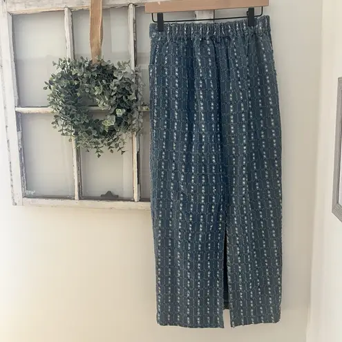 Skies Are Blue Berenice Vintage Style Denim Textured Maxi Cotton Skirt Size 4