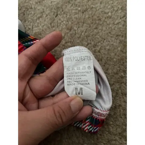 Unbranded red green plaid bow tie front elastic waist sleepwear short shorts Med