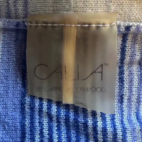 Calia by Carrie Underwood Blue Striped Open Front Knit Cardigan Sweater Large