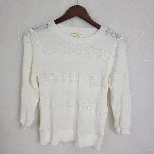 EE: Some Eyelet Knit Crewneck Long Sleeve Pullover Sweater White Size S