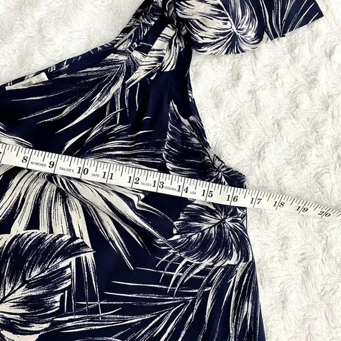 Shoshanna Carmona Navy Leaf Jacqueline Silk One Shoulder Tropical Top XS