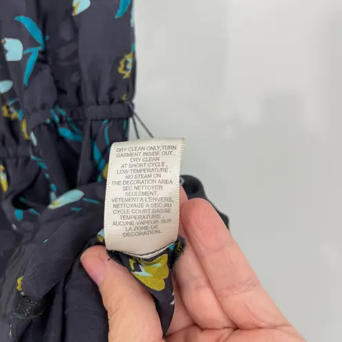 Rebecca Taylor Size 4 Blue, Yellow Silk Tulip Print Beaded Dress with Pockets