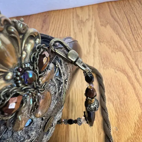 Maya Evangelista Resin Vintage Rhinestone Bead Clutch Handbag purse crossbody Black