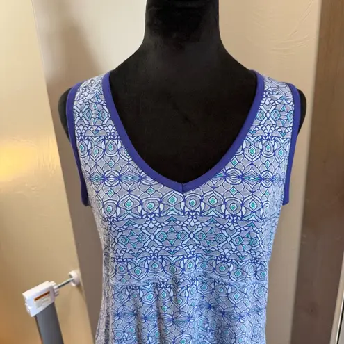 Marmot Larissa V-neck Tank Dress Sleeveless Lined Blue Geometric A-Line Beach L