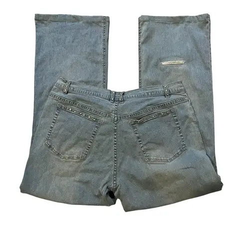 Very Vera Rhinestone Embellished Light Wash Jeans, Sz 14 Blue