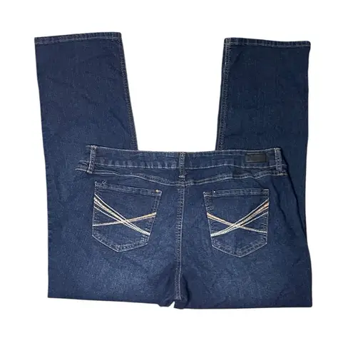 Natural Reflections Mid Rise Straight Leg Jeans Embroidered Dark Wash 16P