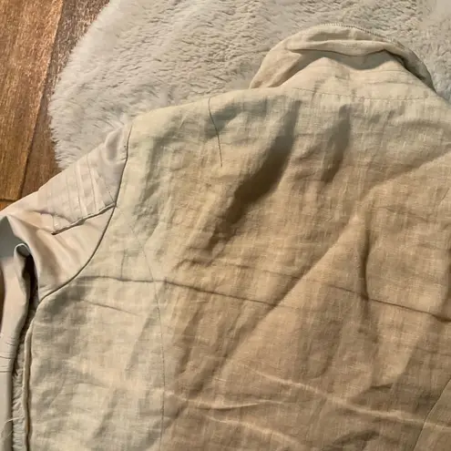 Sundance Jacket Womens Medium Lambskin Leather Linen Cream Zipper Moto Soft