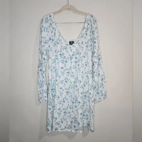 Bobeau Floral Bohemian Long Sleeve Ruched Women Medium Cottagecore fairy dress