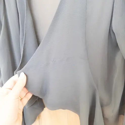 belle du jour Womens Sheer Kimono Top Size L Gray Open Front Boho Flowy Romantic
