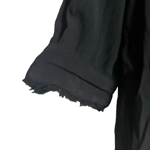 Greylin Sachi Frayed Black Long Sleeve Button Up Mini Dress Size Small