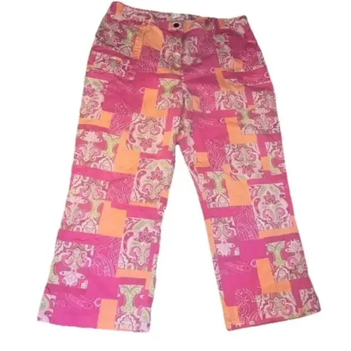 Hawaiian Tropic Vintage 80s Sz 14 Pink Patchwork Ankle Pants