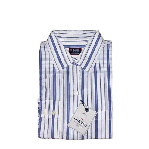 Untuckit Blue and White Striped "Pinot Perse" Button Down Size 0