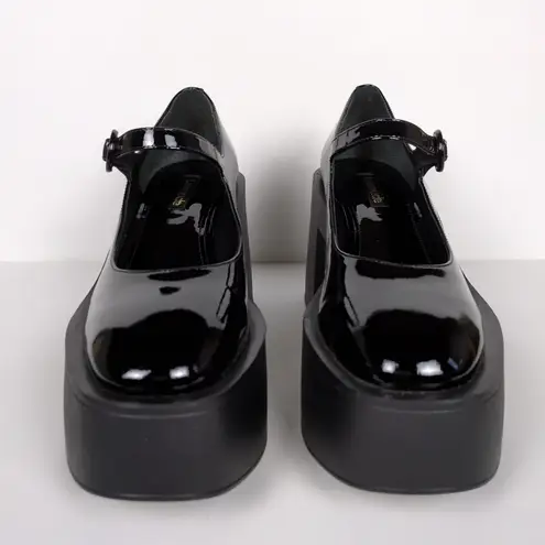 LARROUDE Black Patent Leather Olivia Platform Mary Jane Pump Chunky Women's 9.5