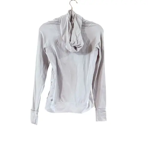 Women's Lululemon Light Gray Hoodie US 4 with Thumbholes & Zip Pocket