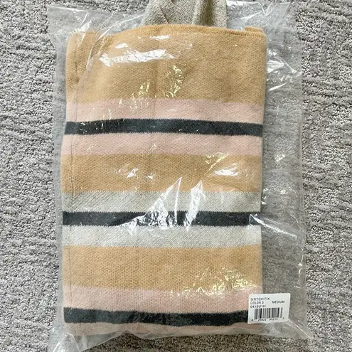 Fortune + Ivy Striped Open Front Long Cardigan Grey Brown Pink Size Medium