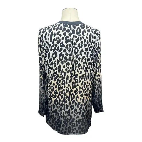 Susan Graver Long Sleeve Tunic Sequin Leopard Black Gray Tan 8