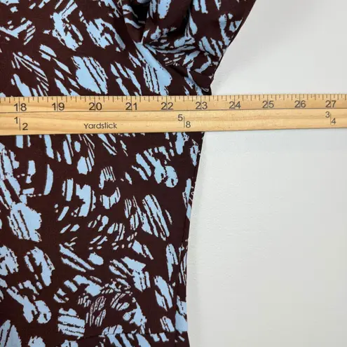 Eloquii A-Line Puff Sleeve Dress Women 20 Brown Blue Brush Stroke Keyhole Artsy