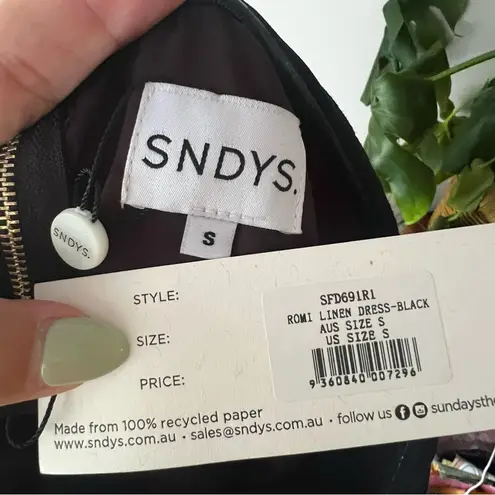 SNDY’S Romi Linen Mini Dress strapless black Womens SIZE SMALL cocktail date