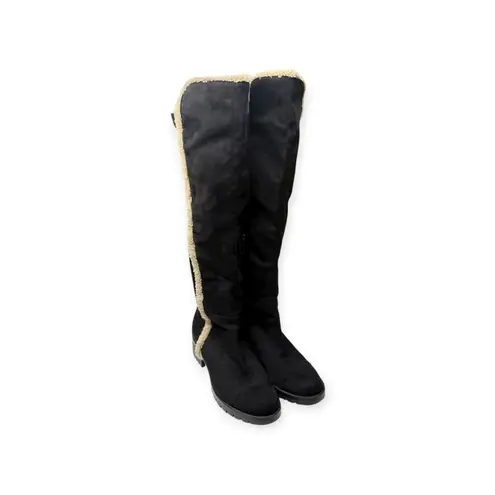 Karl Lagerfeld š Baron 2 Sherpa Trim Faux Suede Tall Over Knee Boots š Black 8M