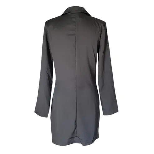 Lapel Collar Black Fringe Hem Tassel Double Breasted Blazer Mini Dress