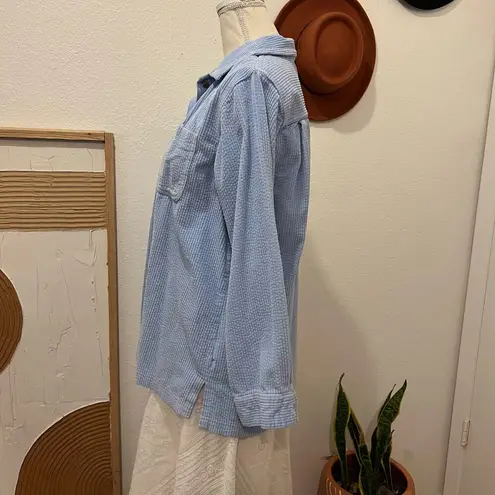 L.L.Bean  Light Blue Chunky Cotton Corduroy Button Down Oversized Shirt Large