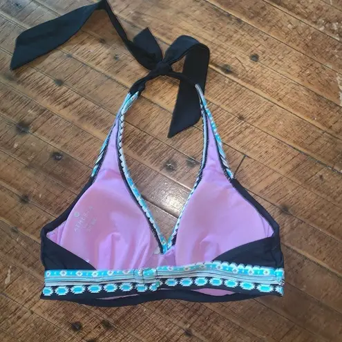 Athleta  halter tie black & pink 32B/C bikini top