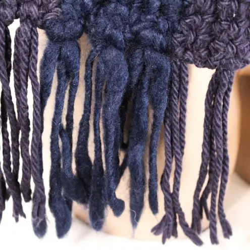 Vintage 2000s Thick Knitted Royal Purple & Dark Blue Scarf Academia