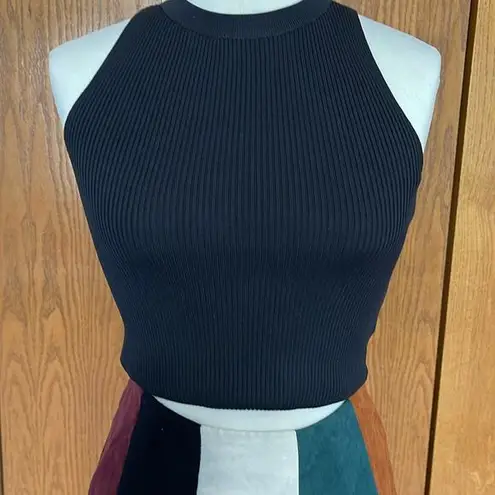 Sincerely Jules  Black High Neck Sleeveless Crop Top Size S NWT