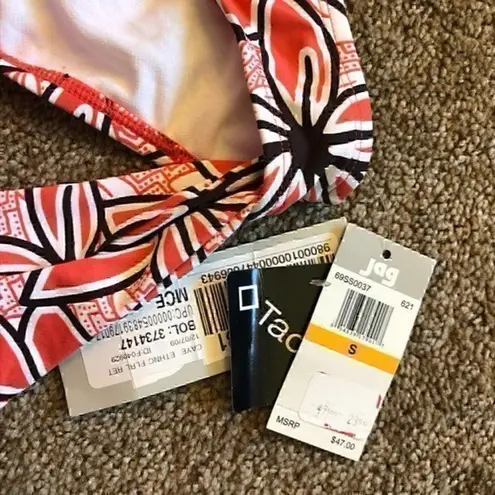 Jag jeans NEW NWT  Coral Red ? Brown Tropical Floral Y2K 00s Bikini BOTTOM Small