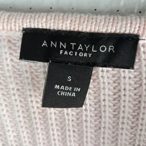 Ann Taylor  S Cotton Knit Ribbed Long Sleeved Pullover Sweater in Ballet Pink