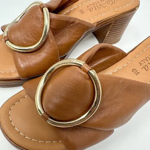 Bella Vita NEW Bella-Vita Chi-Italy Whiskey Leather Buckle Slide Sandal Size 6, MSRP $115