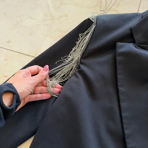 Carole Christian Like New Black Blazer with Metal Fringe Detail Sz Small