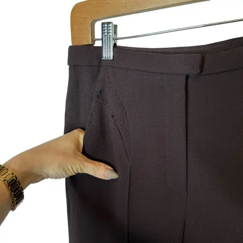 Chado Ralph Rucci Vintage Wool Brown Trousers Pants Whipstitch Detail size 6